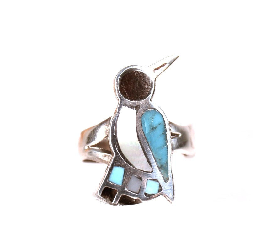Vintage Zuni Inlay Bird Ring