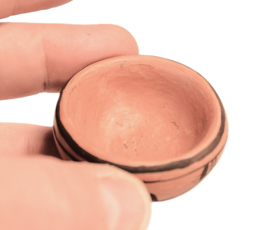 Hopi Pueblo Miniature Black on Red Bowl Pottery By Pauline Youvella