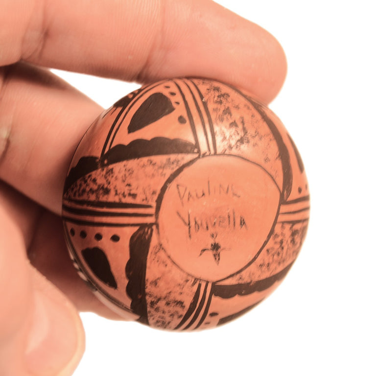 Hopi Pueblo Miniature Black on Red Bowl Pottery By Pauline Youvella