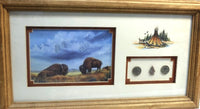 Cherokee Framed Art Print Buffalo's By Laverne Elliott with Nickels and Arrow Point