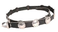 Navajo Sterling Silver Concho Black Leather Belt