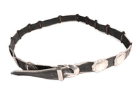 Navajo Sterling Silver Concho Black Leather Belt