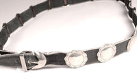 Navajo Sterling Silver Concho Black Leather Belt