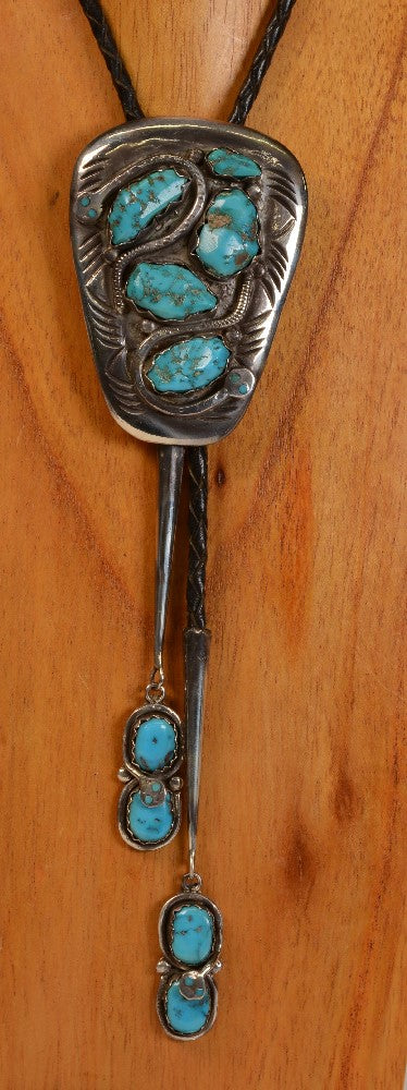 Zuni Sterling Silver and Turquoise Bolo / Buckle SET by Effie Calavaza