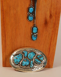 Zuni Sterling Silver and Turquoise Bolo / Buckle SET by Effie Calavaza