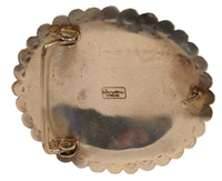 Navajo Sterling Silver and Red Coral Cuff Buckle by Tommy Moore
