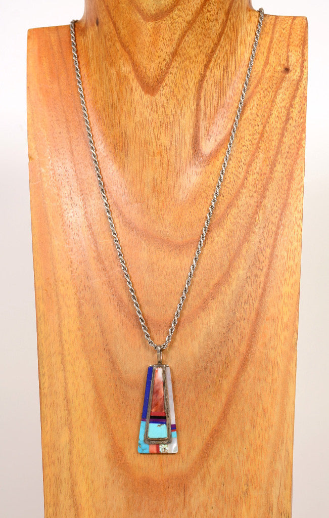 Navajo Necklace Silver Chain with Pendant by Theresa Joe