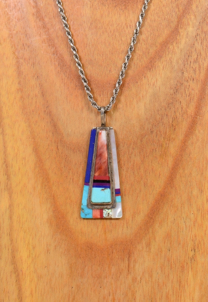 Navajo Necklace Silver Chain with Pendant by Theresa Joe