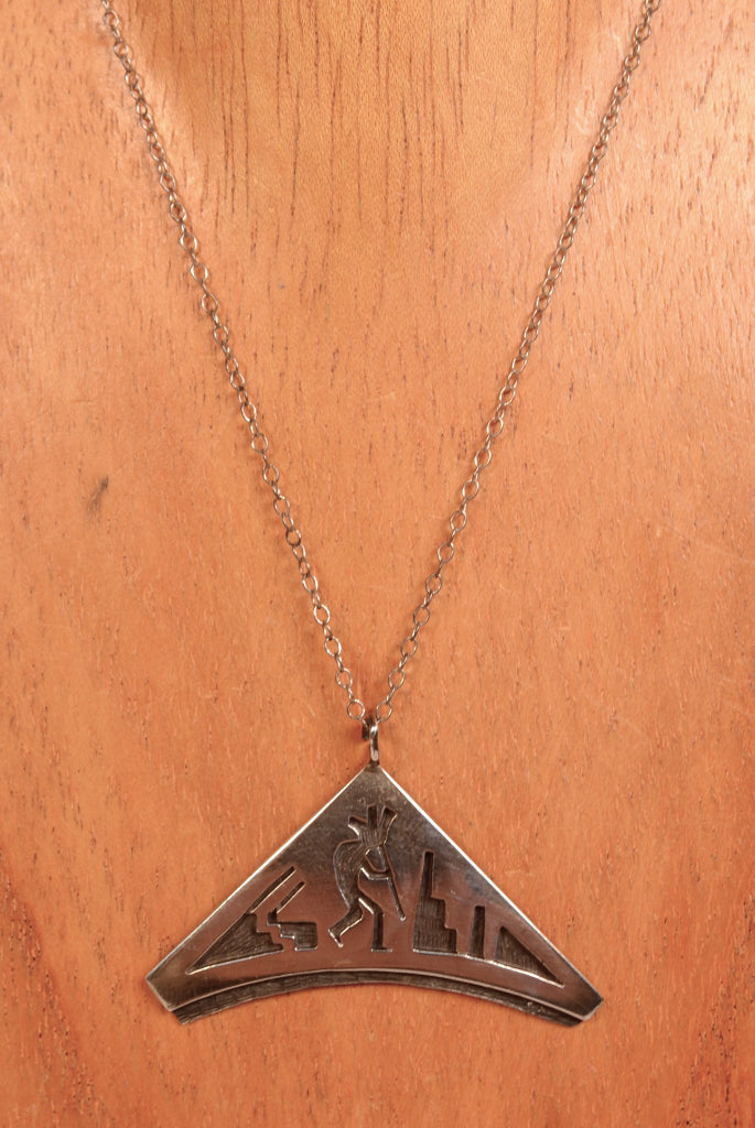 Hopi Pueblo Sterling Silver Overlay Necklace