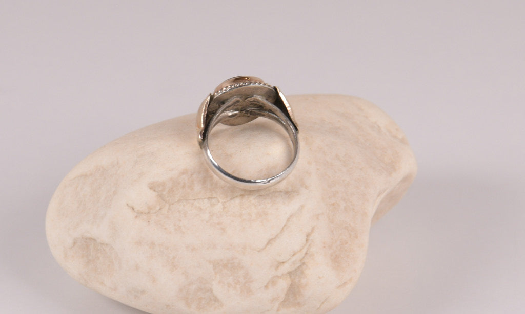 Navajo Opal Ring: Sterling Silver with Gold Plating Size 6 3/4