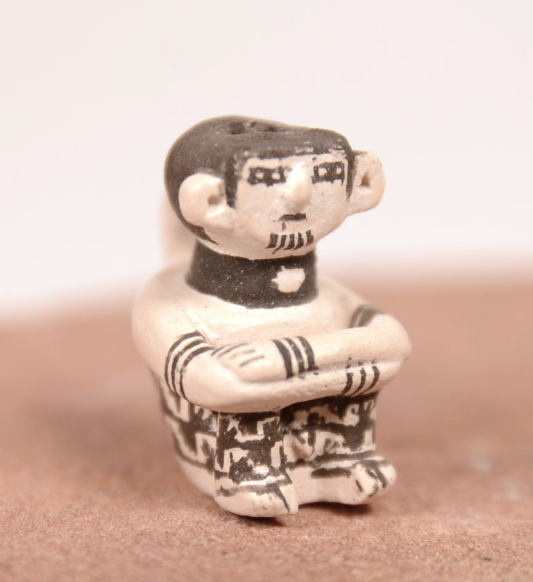 Laguna Pueblo Miniature Figure Black on White Pottery By Thomas Natseway