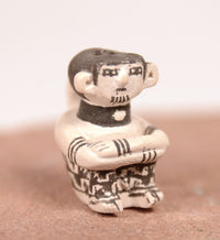 Laguna Pueblo Miniature Figure Black on White Pottery By Thomas Natseway