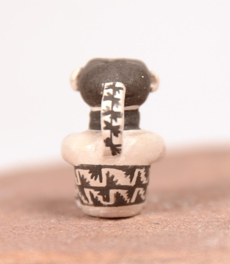 Laguna Pueblo Miniature Figure Black on White Pottery By Thomas Natseway