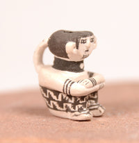 Laguna Pueblo Miniature Figure Black on White Pottery By Thomas Natseway