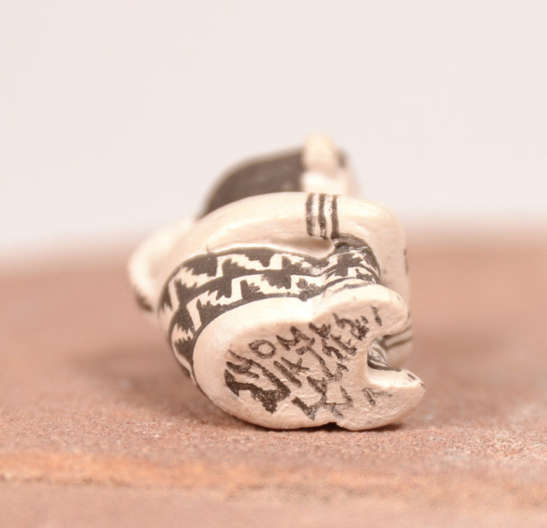 Laguna Pueblo Miniature Figure Black on White Pottery By Thomas Natseway