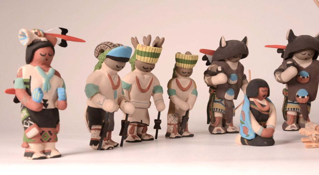 Santa Clara Pueblo Nativity Set of 16 pieces by Jason Garcia