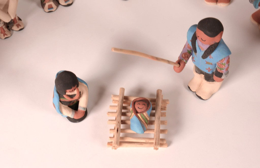 Santa Clara Pueblo Nativity Set of 16 pieces by Jason Garcia
