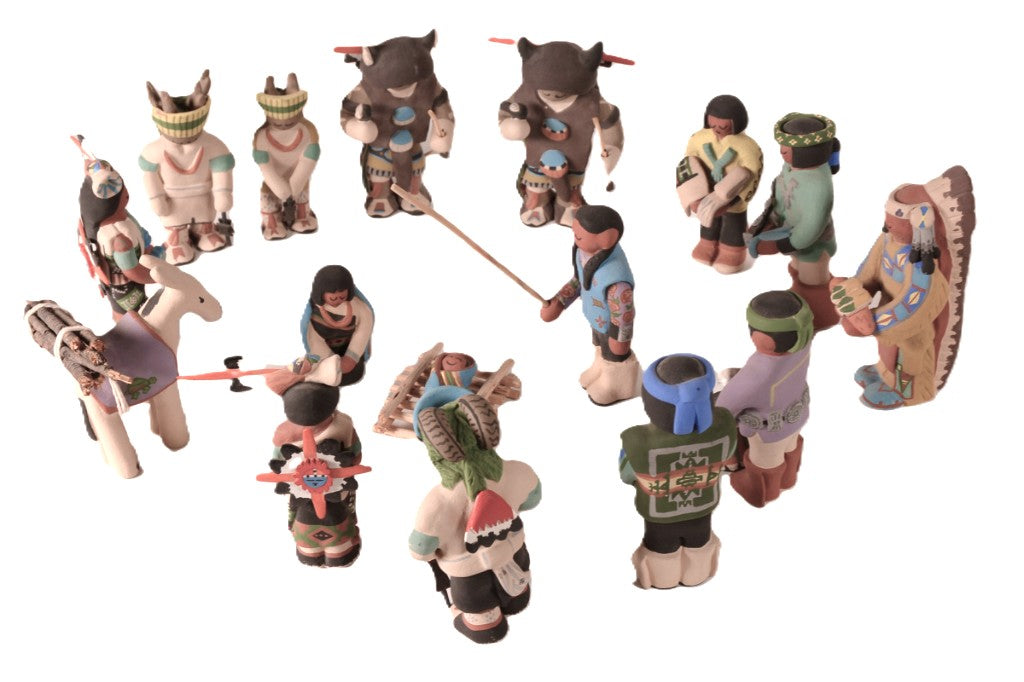 Santa Clara Pueblo Nativity Set of 16 pieces by Jason Garcia