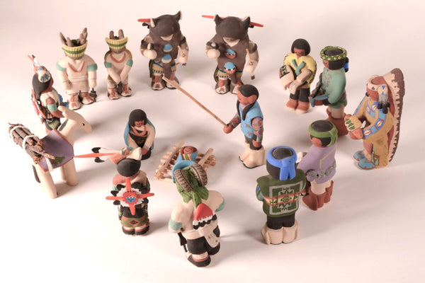 Santa Clara Pueblo Nativity Set of 16 pieces by Jason Garcia