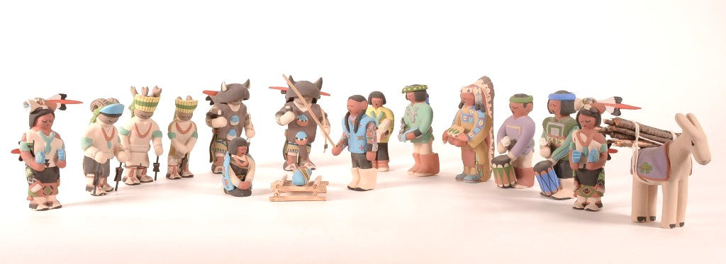 Santa Clara Pueblo Nativity Set of 16 pieces by Jason Garcia