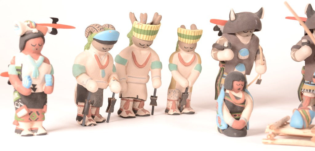 Santa Clara Pueblo Nativity Set of 16 pieces by Jason Garcia
