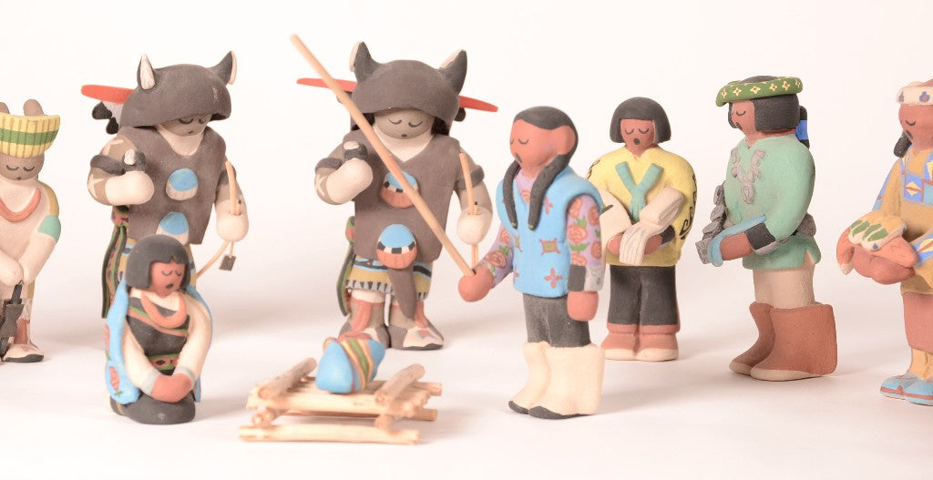 Santa Clara Pueblo Nativity Set of 16 pieces by Jason Garcia