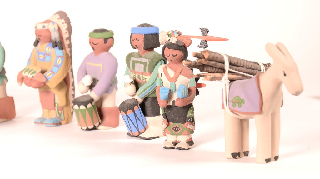 Santa Clara Pueblo Nativity Set of 16 pieces by Jason Garcia