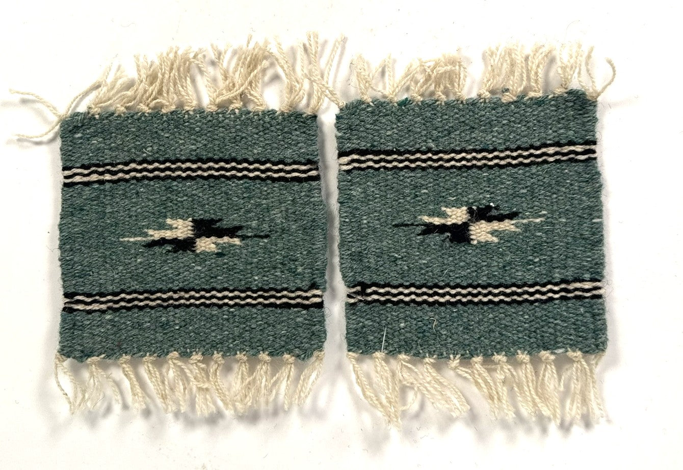 Native American Rug Coasters Chimayo New Mexico Rug Coasters Set of 2 – Antique American Indian Art