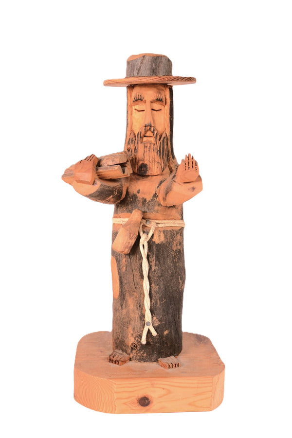 Santa Fe Folk Art Wooden Priest Carving By Ben Ortega