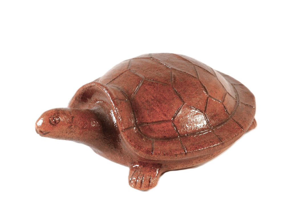 Navajo Pitched Glazed Brown Pottery Turtle By EM
