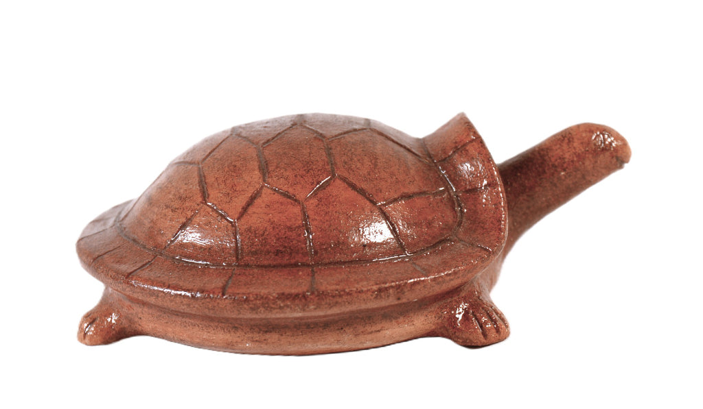 Navajo Pitched Glazed Brown Pottery Turtle By EM