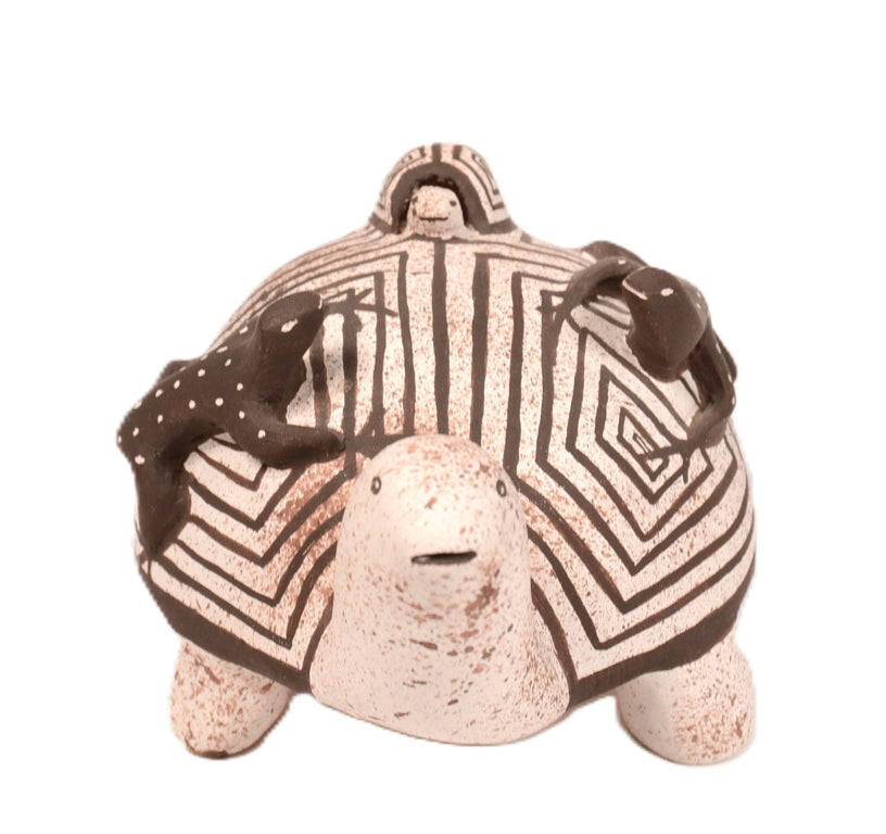 Zuni Pueblo Turtle with Lizards on Back By Valanie Kalestewa