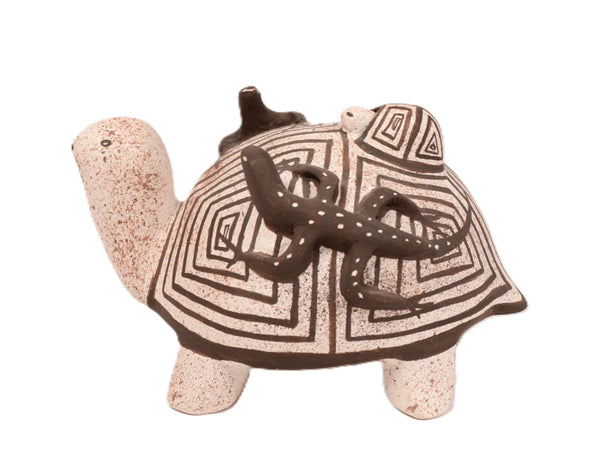 Zuni Pueblo Turtle with Lizards on Back By Valanie Kalestewa