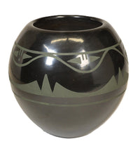 San Ildefonso Pueblo Black Pottery By Than Tsideh Green Matte Paint