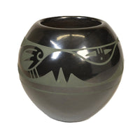 San Ildefonso Pueblo Black Pottery By Than Tsideh Green Matte Paint