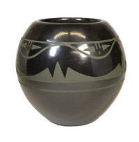 San Ildefonso Pueblo Black Pottery By Than Tsideh Green Matte Paint