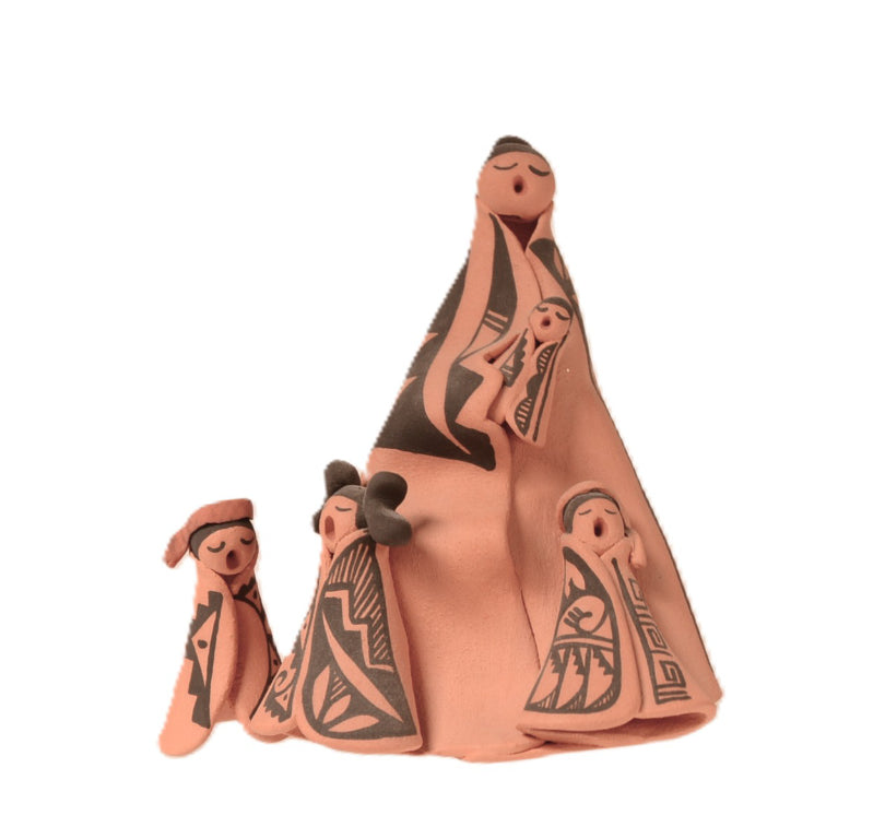 Jemez Pueblo Singing Storyteller Doll with Four Children By Elsie Joe