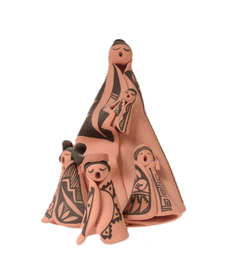 Jemez Pueblo Singing Storyteller Doll with Four Children By Elsie Joe