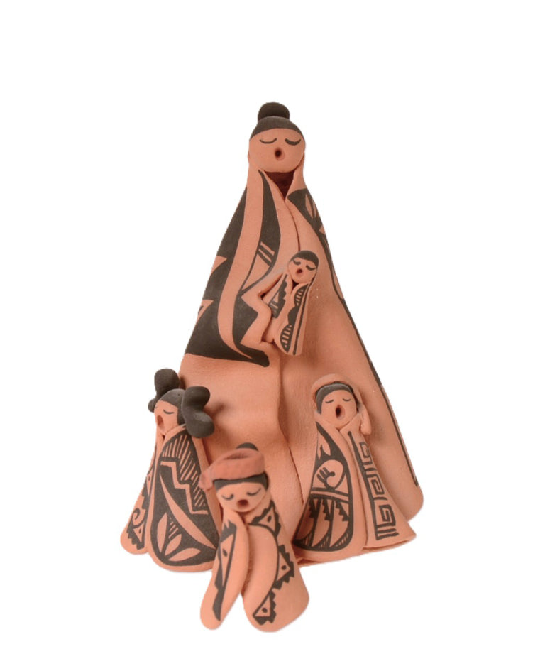 Jemez Pueblo Singing Storyteller Doll with Four Children By Elsie Joe