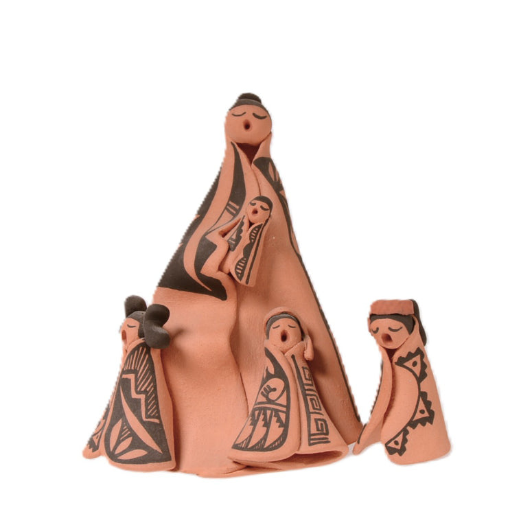 Jemez Pueblo Singing Storyteller Doll with Four Children By Elsie Joe