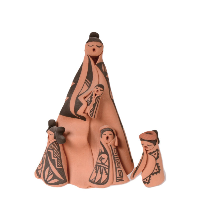 Jemez Pueblo Singing Storyteller Doll with Four Children By Elsie Joe