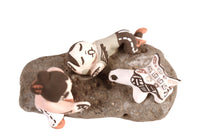 Acoma Pueblo 4 Figures Pottery on a Rock By Aggie