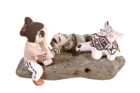 Acoma Pueblo 4 Figures Pottery on a Rock By Aggie