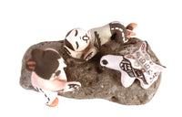 Acoma Pueblo 4 Figures Pottery on a Rock By Aggie