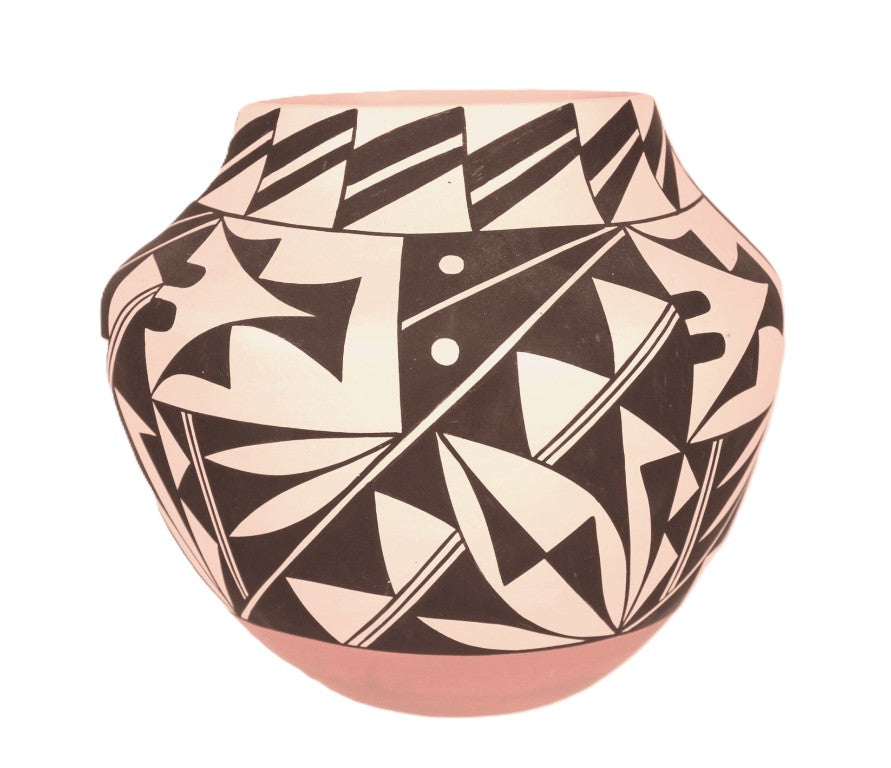 Laguna Pueblo Pottery Black on White Base Jar By Lente