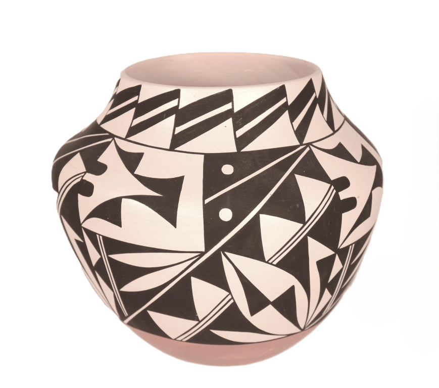 Laguna Pueblo Pottery Black on White Base Jar By Lente