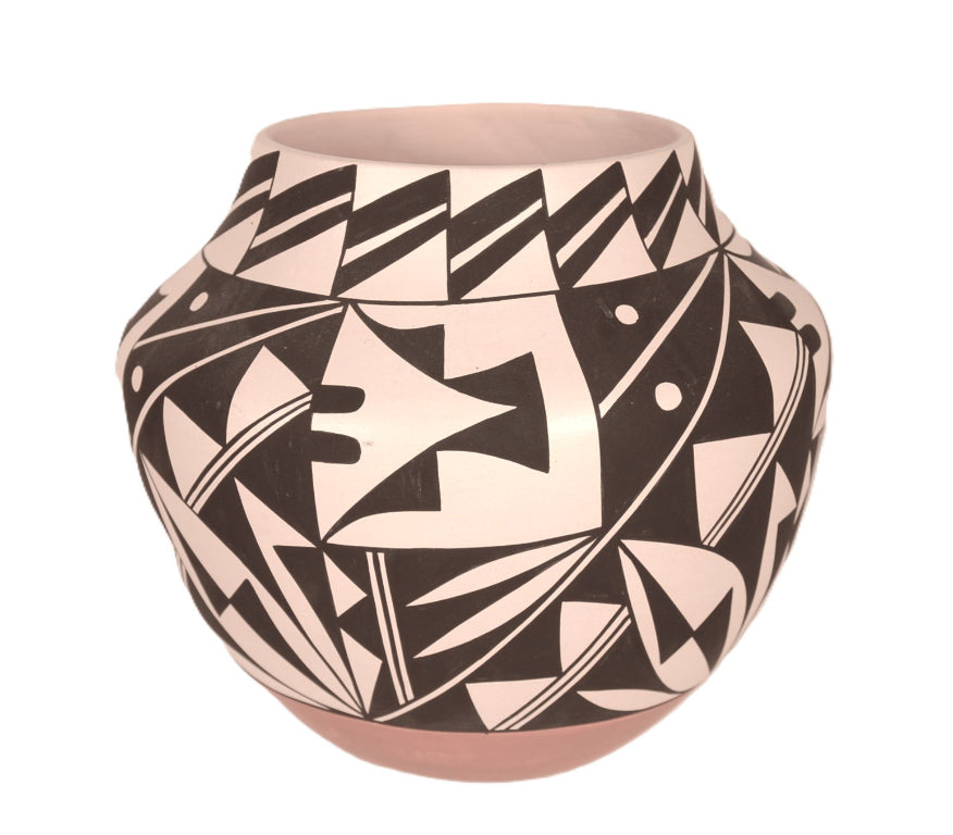 Laguna Pueblo Pottery Black on White Base Jar By Lente