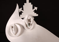 Hopi Pueblo White XXL Seyesneh Sculpture on a Wood Pedestal By K. Obrzut