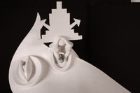 Hopi Pueblo White XXL Seyesneh Sculpture on a Wood Pedestal By K. Obrzut