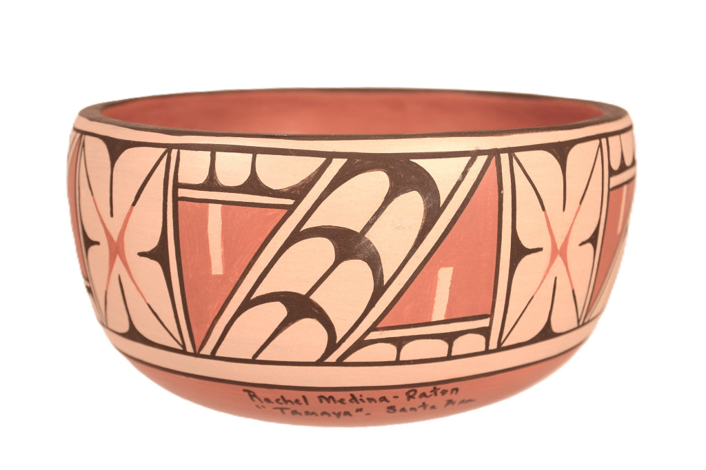 Santa Ana Pueblo Poly Chrome Pottery Bowl By Rachel Medina-Rotan